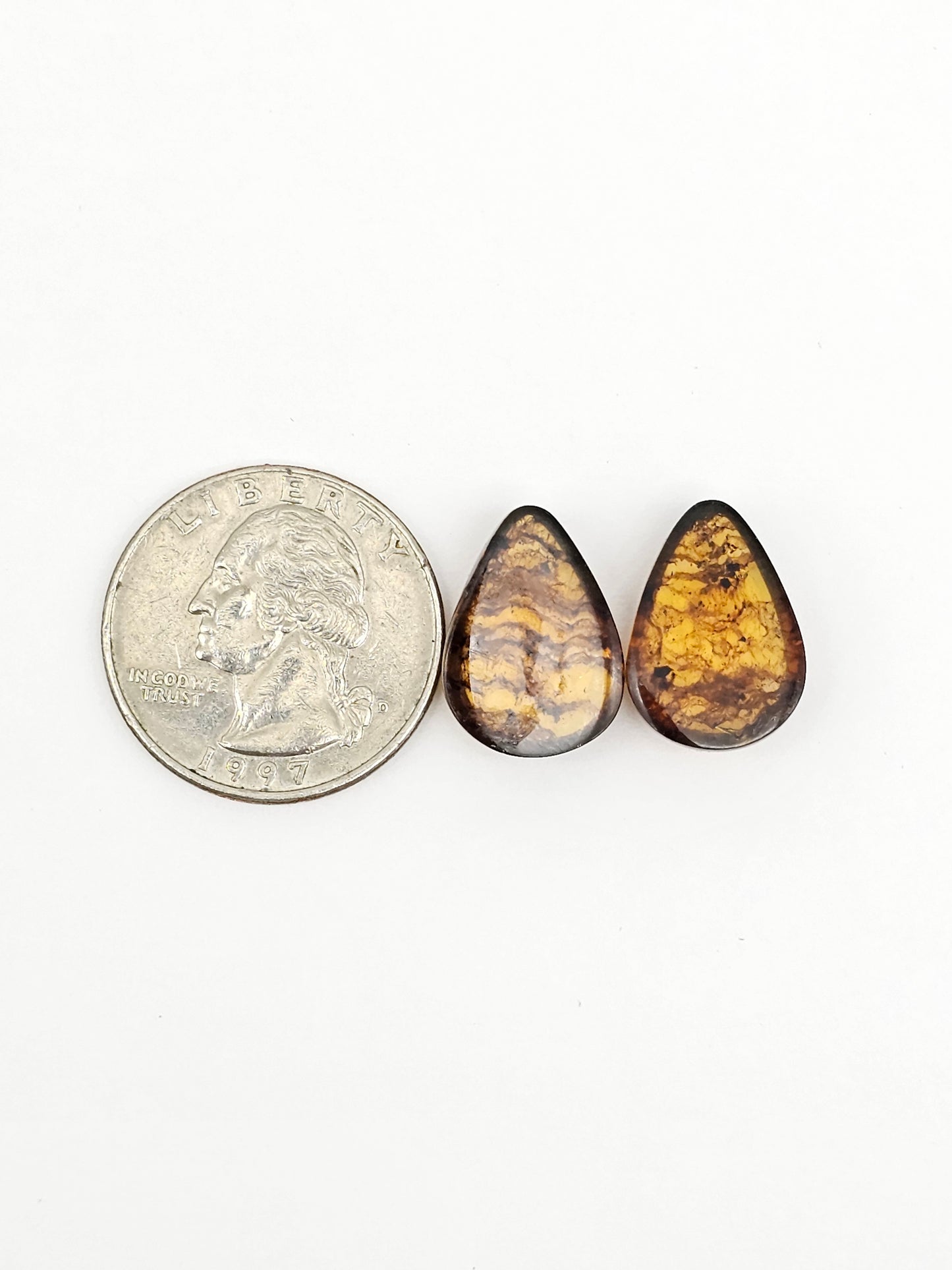 Amber cabochon pair | Artisan Cut Gemstone