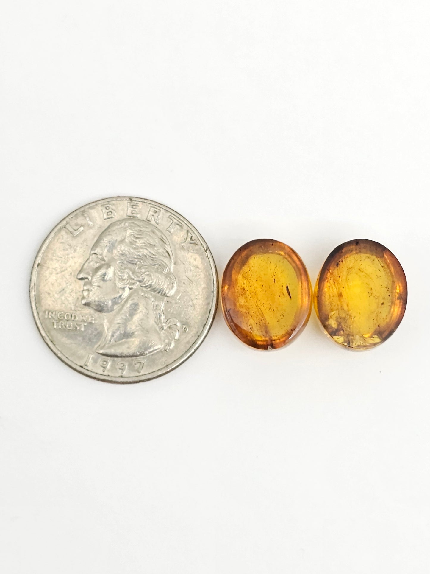 Amber cabochon pair | Artisan Cut Gemstone