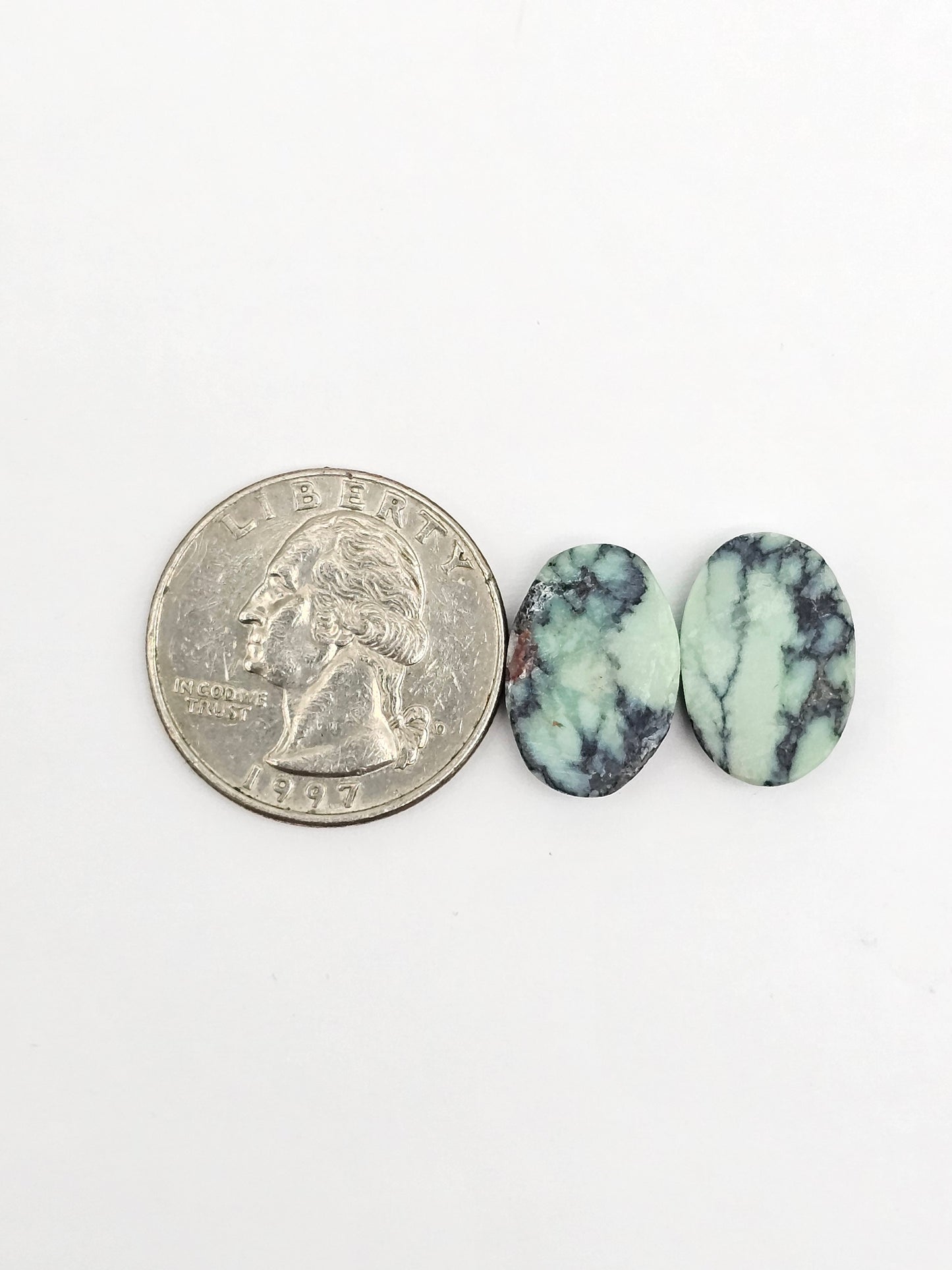 Mexican Variscite Pair Cabochons | Natural Green Gemstone Matched Pair
