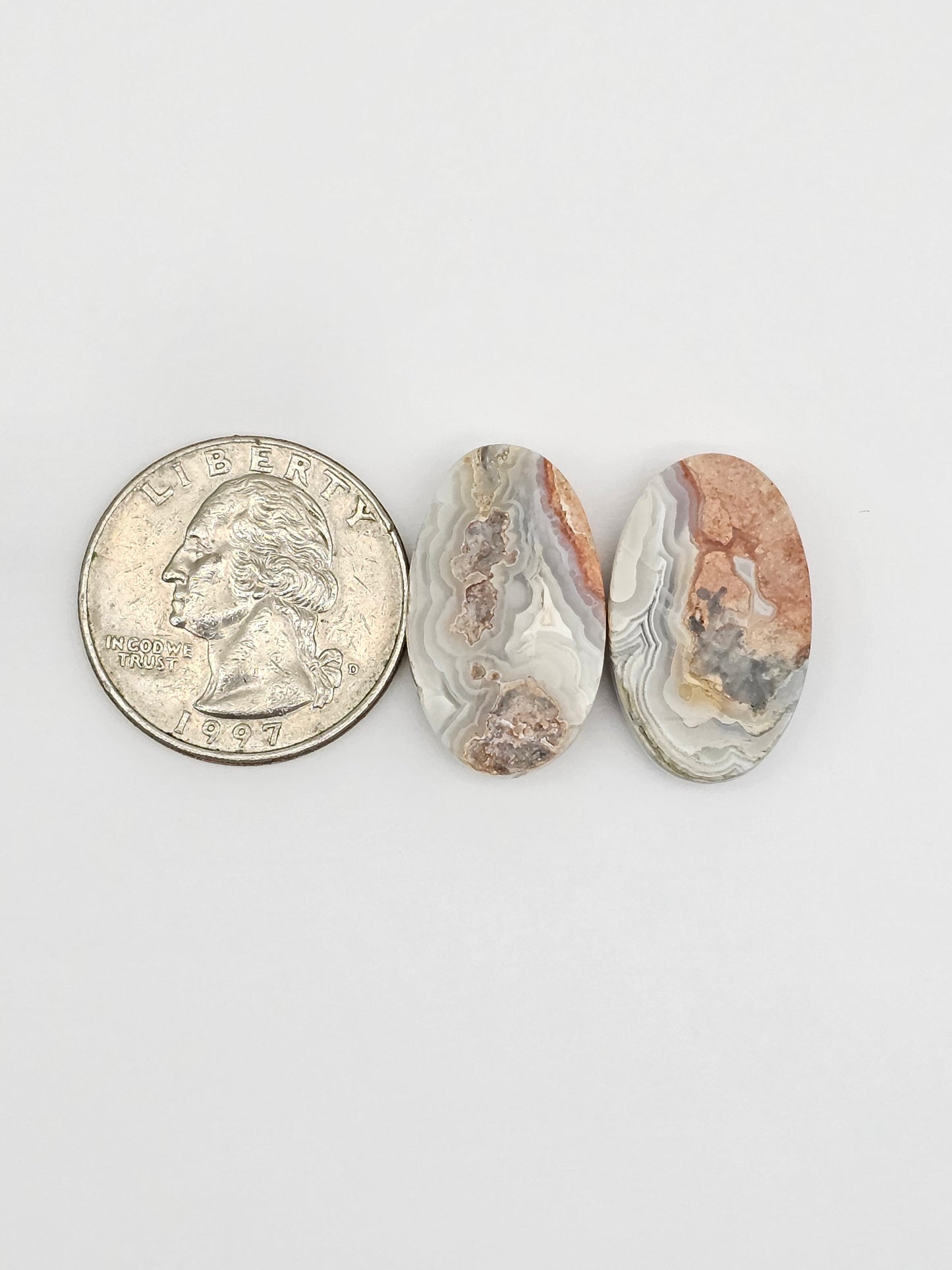 Mexican Crazy Lace Agate Pair Cabochons