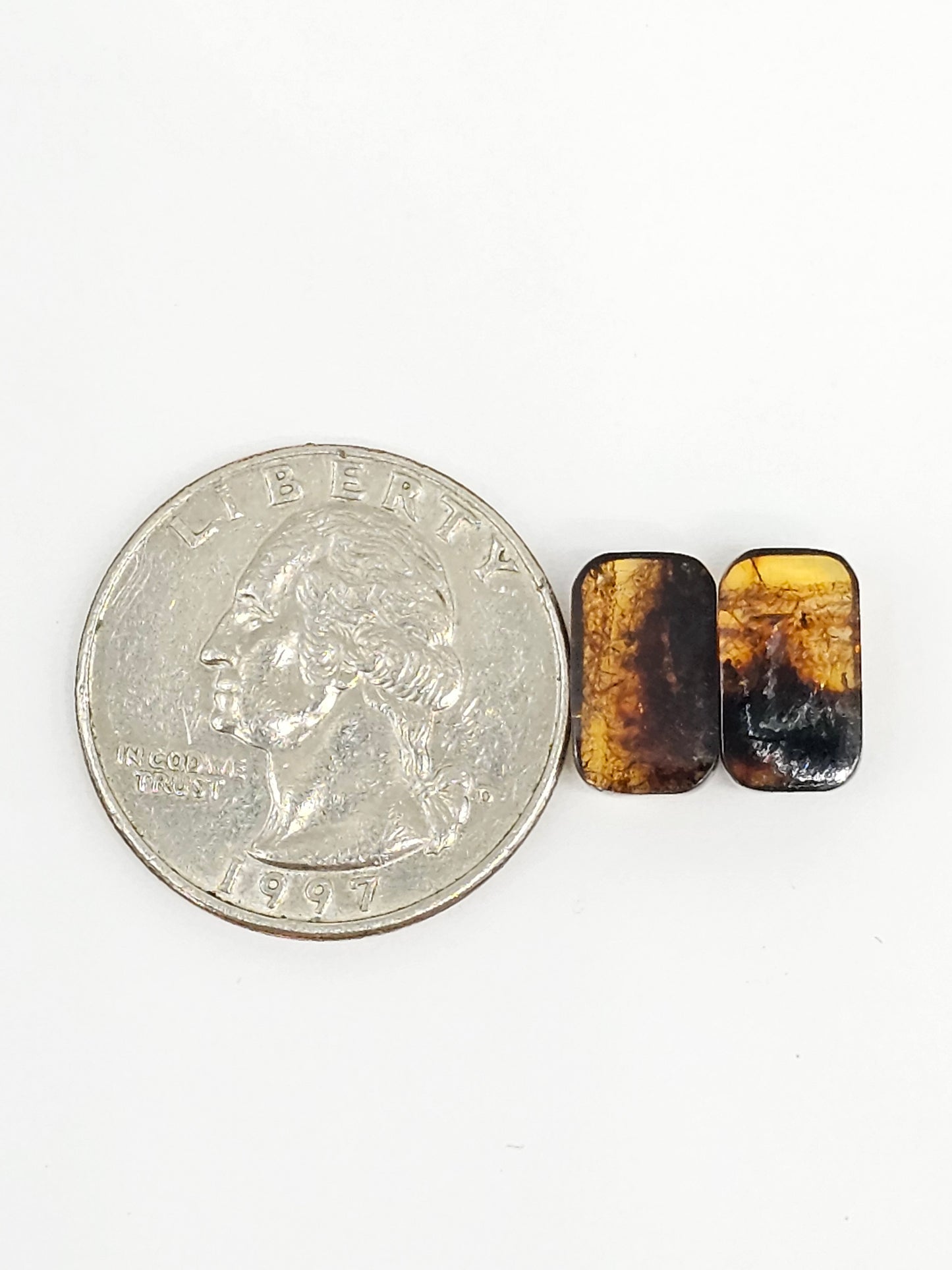 Amber cabochon pair | Artisan Cut Gemstone