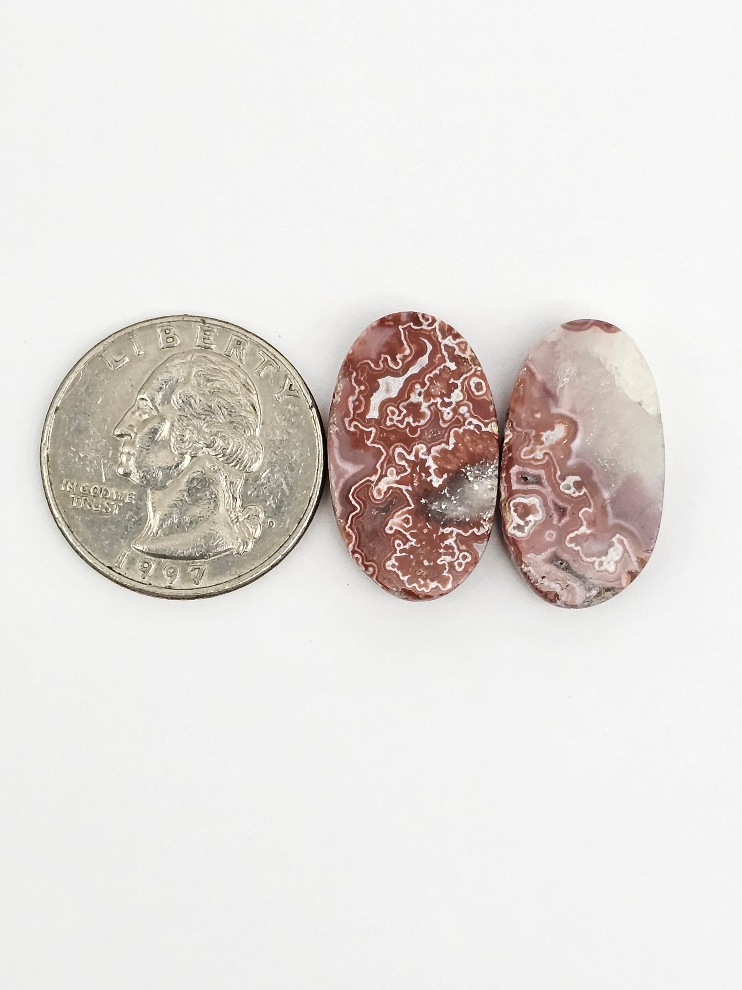 Mexican Crazy Lace Agate Pair Cabochons