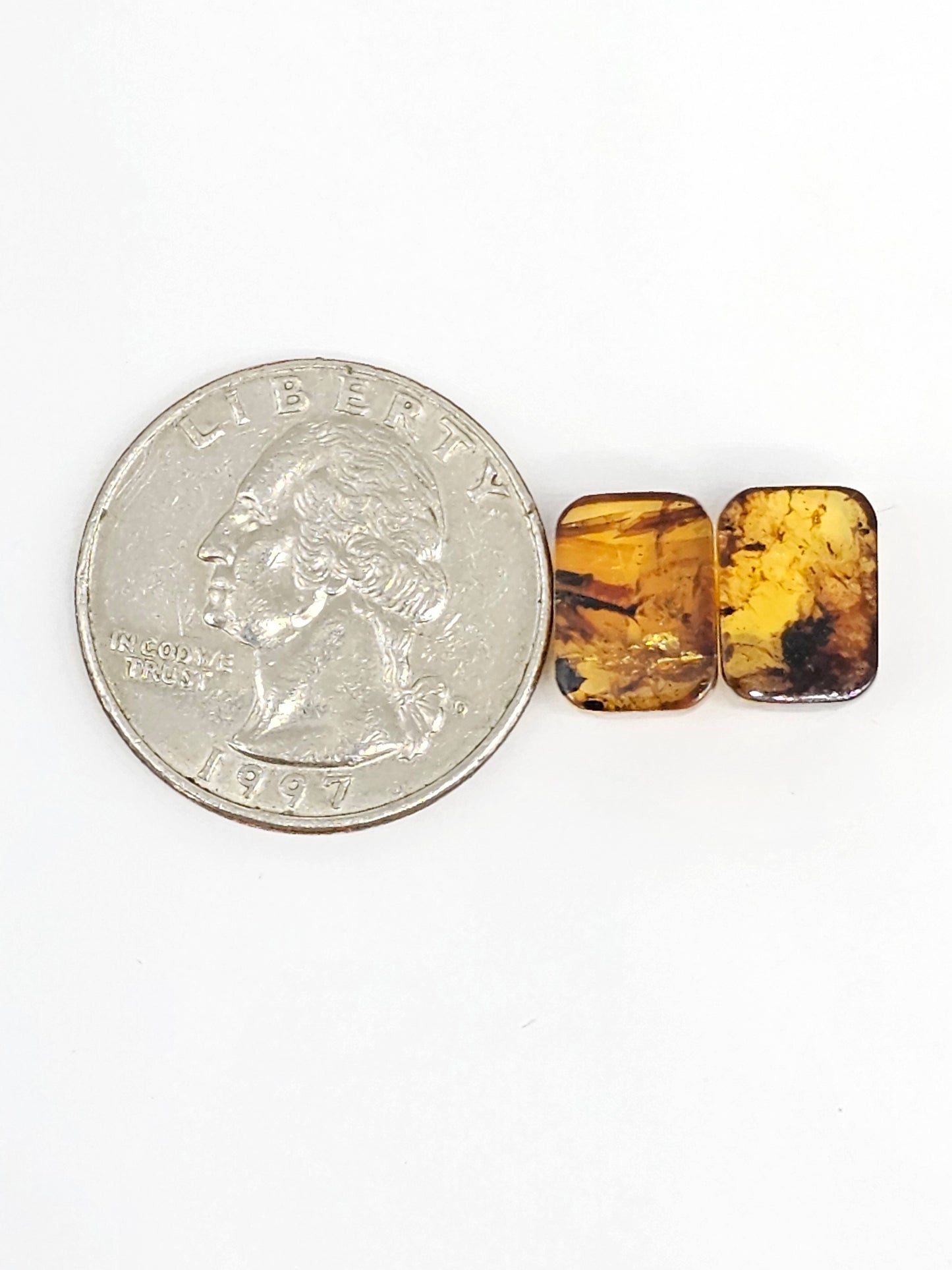 Amber cabochon pair | Artisan Cut Gemstone