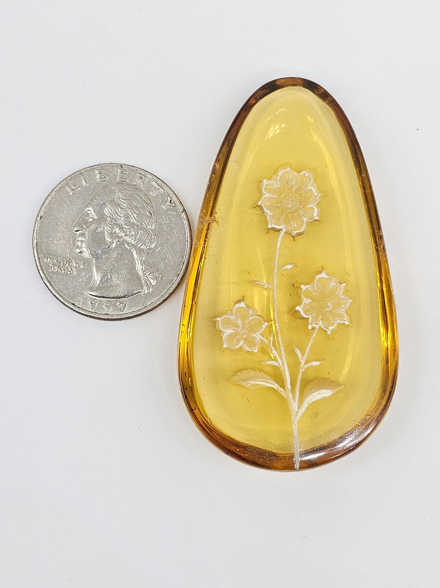 Amber Intaglio Cabochon | Hand-Carved Natural Amber
