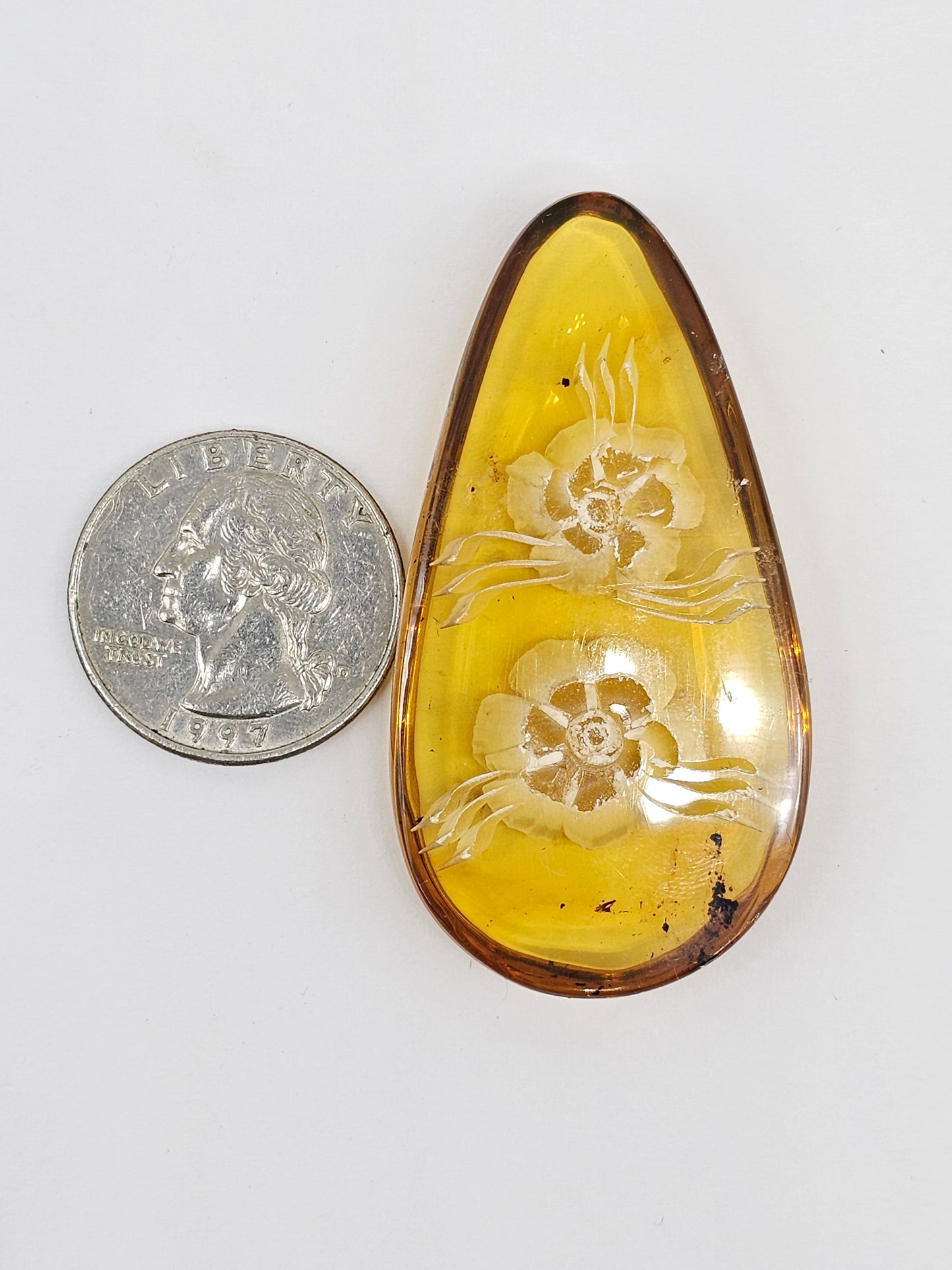 Amber Intaglio Cabochon | Hand-Carved Natural Amber