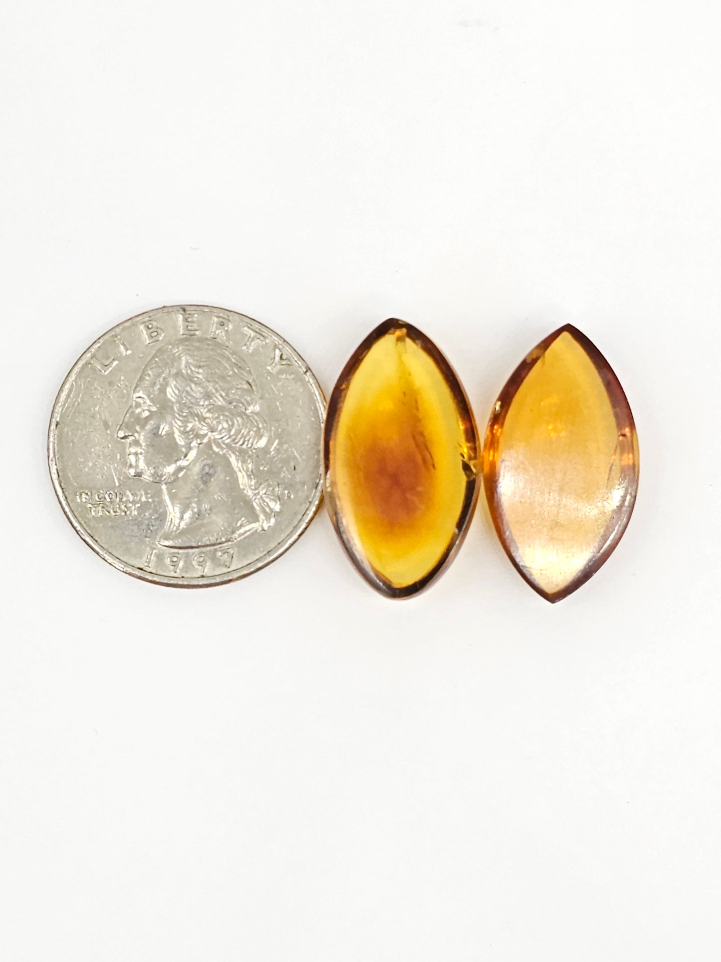 Amber cabochon pair | Artisan Cut Gemstone