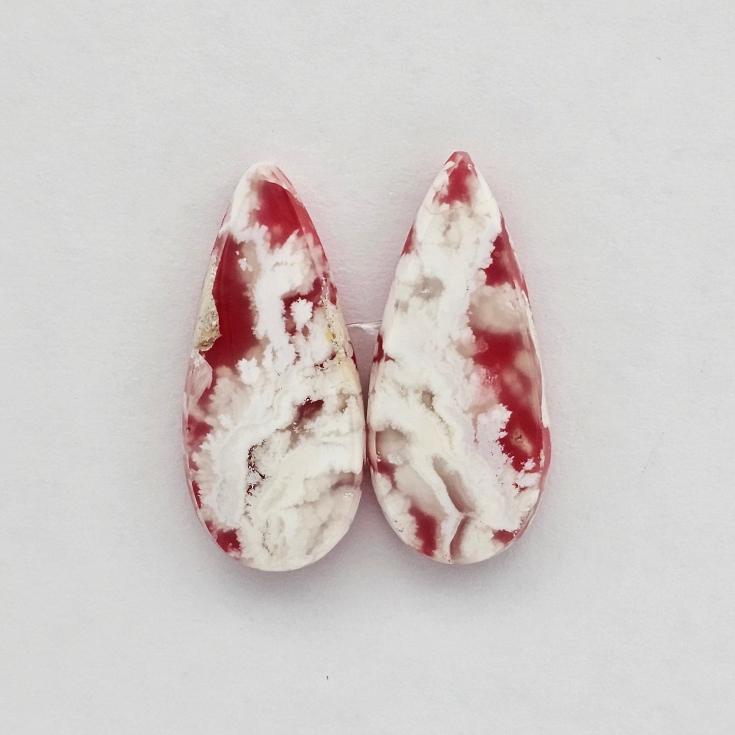 Pink skystone resin cabochon pair