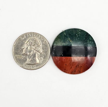 Intarsia inlay cabochon with agate and obsidian