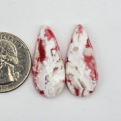 Pink skystone resin cabochon pair