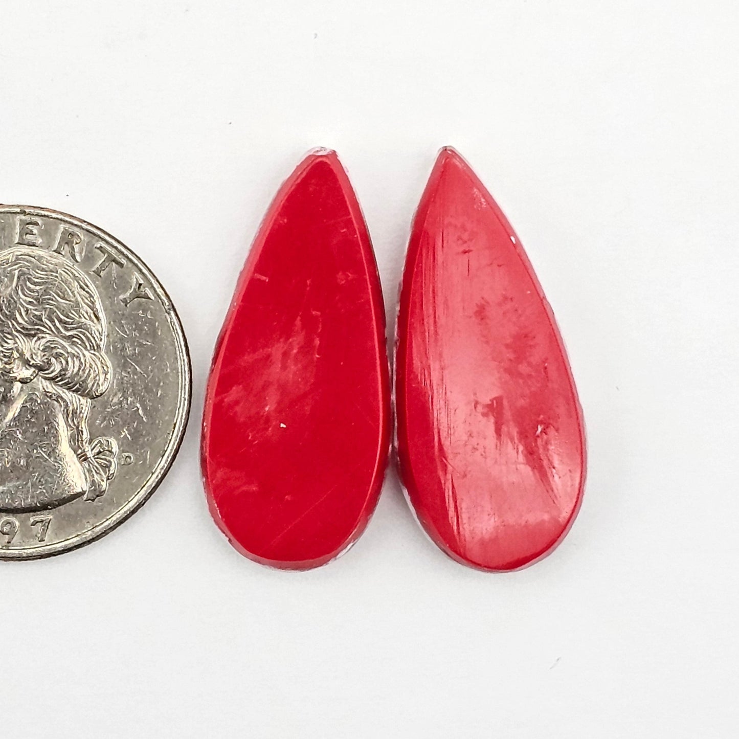 Pink skystone resin cabochon pair