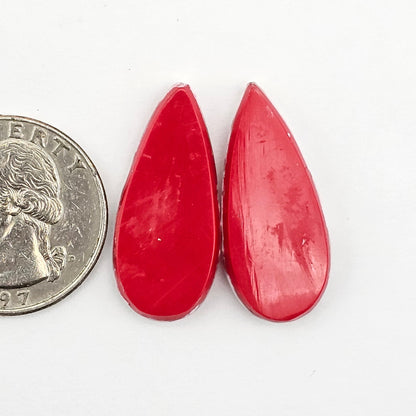 Pink skystone resin cabochon pair