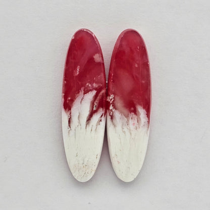 Pink skystone resin cabochon pair