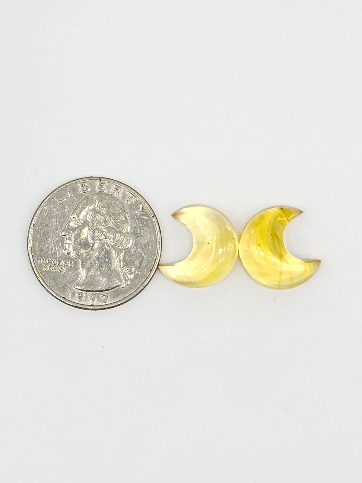 Amber Moon Cabochon Pair