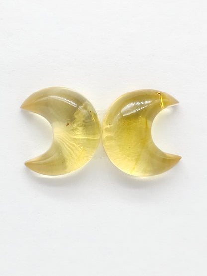 Amber Moon Cabochon Pair