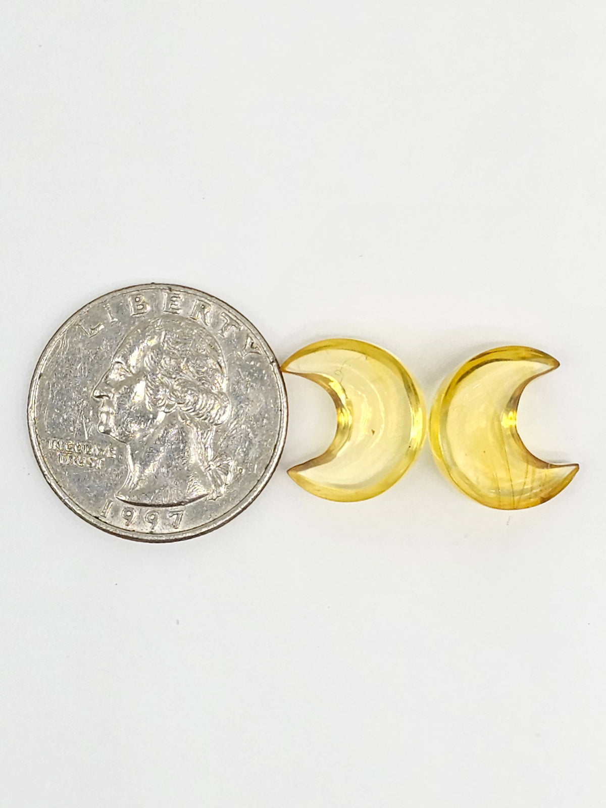 Amber Moon Cabochon Pair