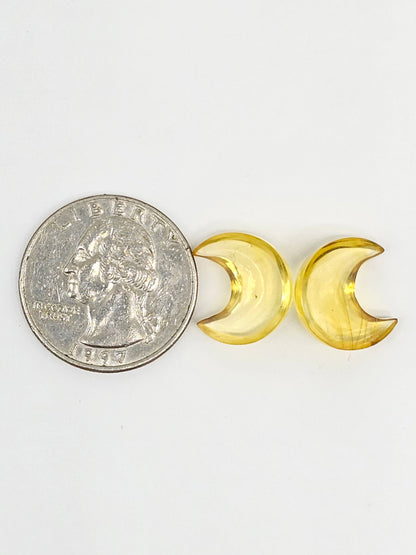 Amber Moon Cabochon Pair