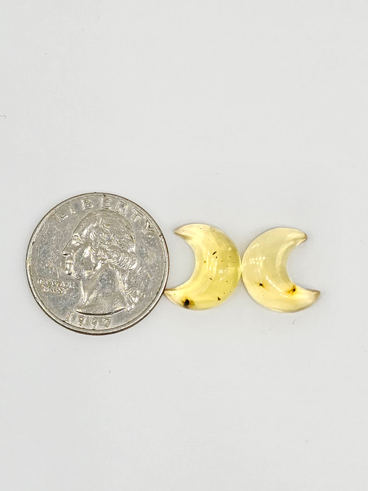 Amber Moon Cabochon Pair