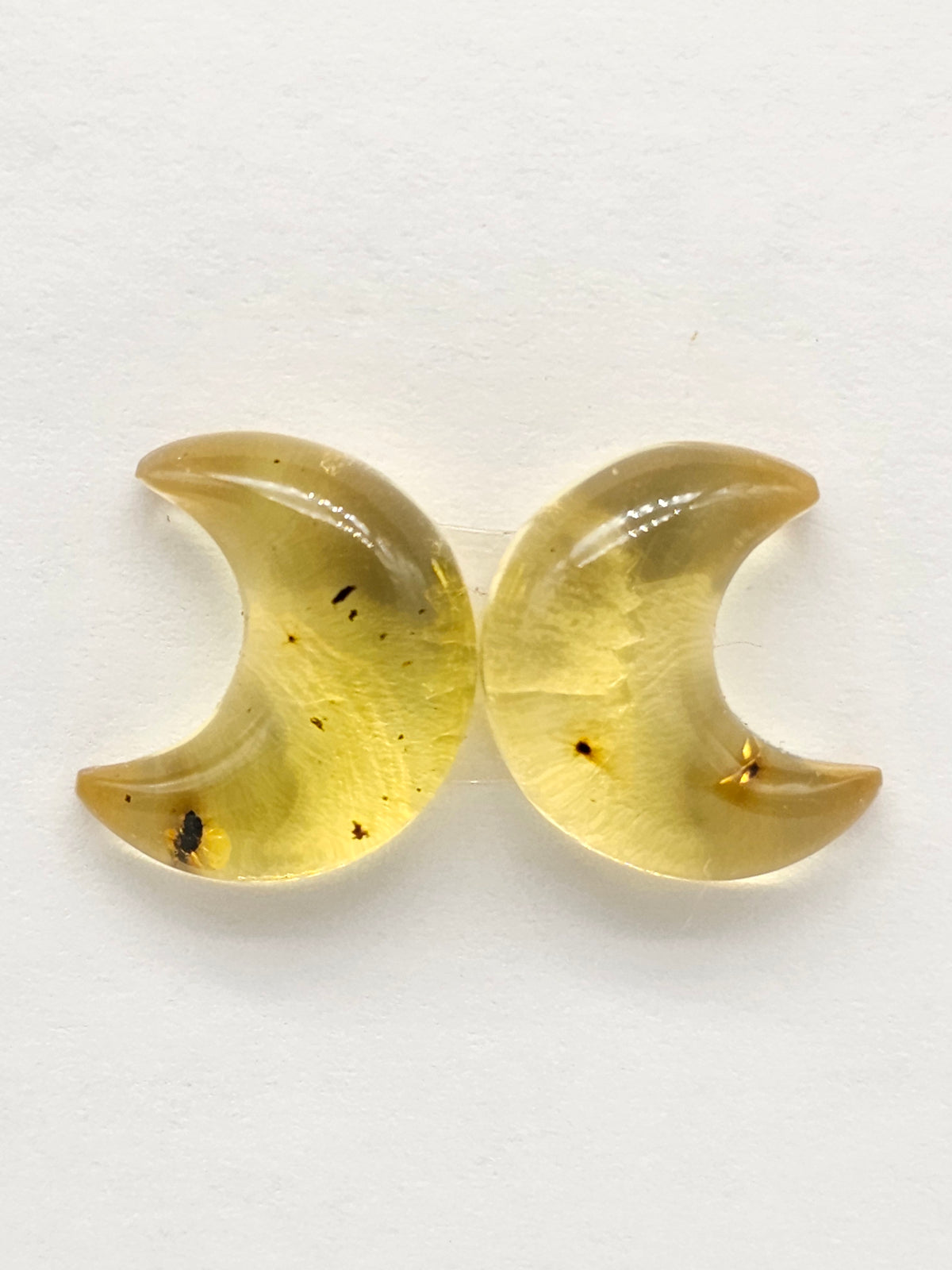 Amber Moon Cabochon Pair