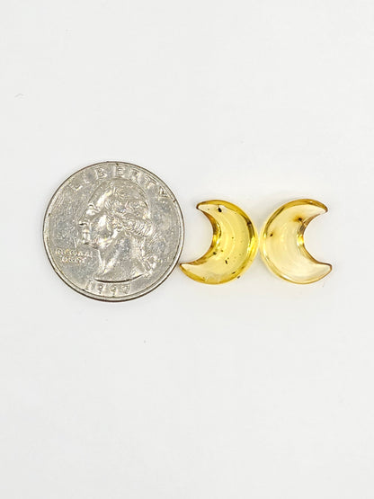 Amber Moon Cabochon Pair