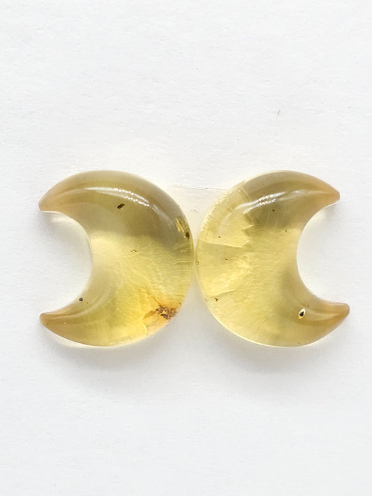 Amber Moon Cabochon Pair
