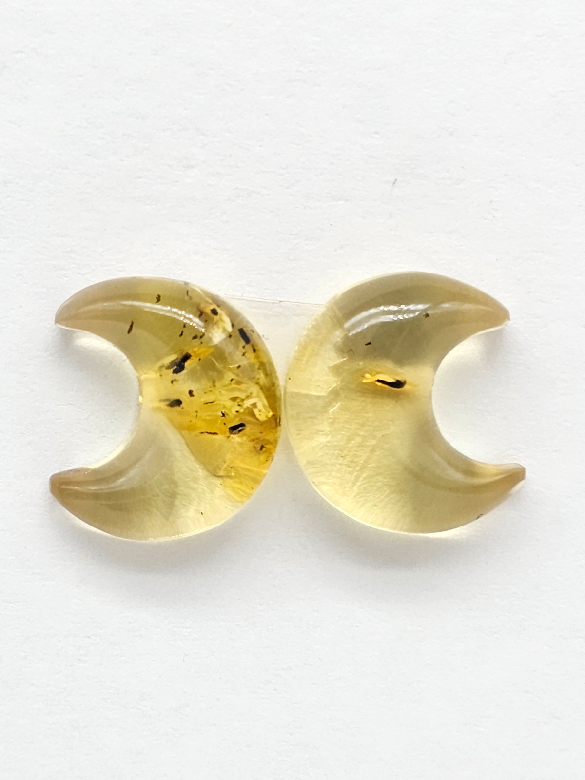 Amber Moon Cabochon Pair