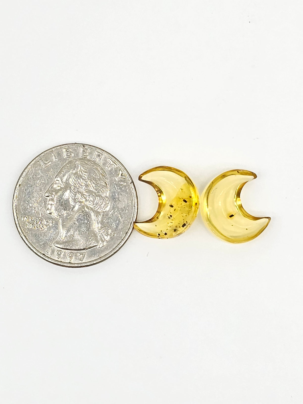Amber Moon Cabochon Pair