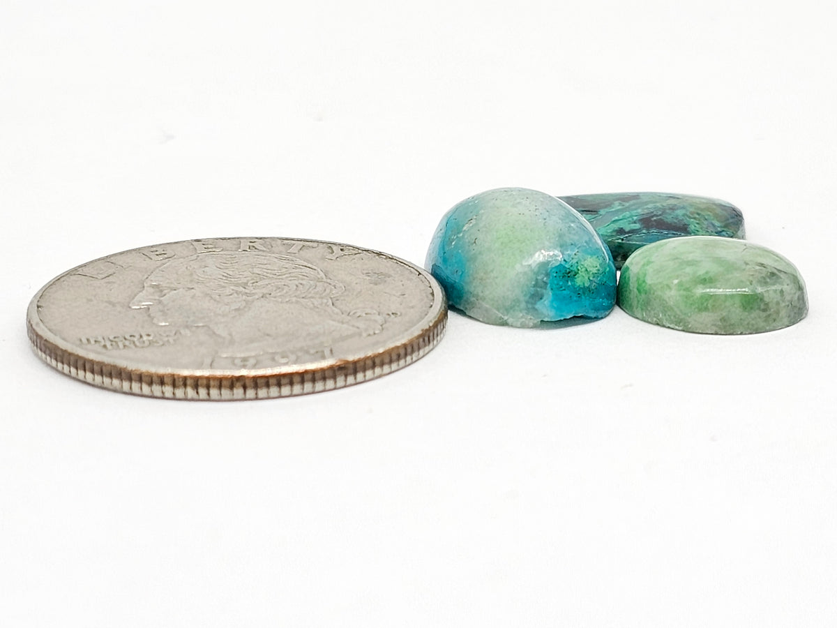 Mexican Chrysocolla Oval Cabochon Lot – Blue Green Natural Stone