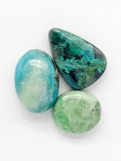 Mexican Chrysocolla Oval Cabochon Lot – Blue Green Natural Stone