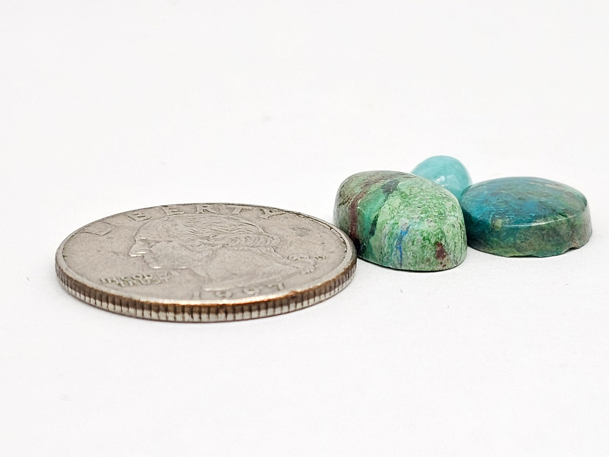 Mexican Chrysocolla Oval Cabochon Lot – Blue Green Natural Stone