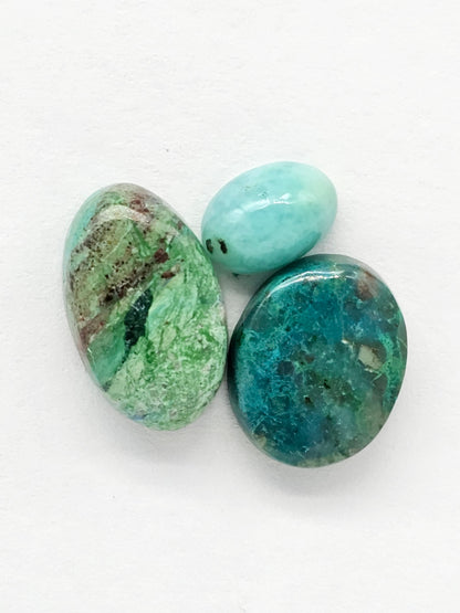 Mexican Chrysocolla Oval Cabochon Lot – Blue Green Natural Stone