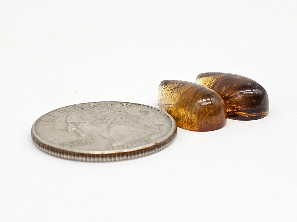 Amber Teardrop Cabochon Pair