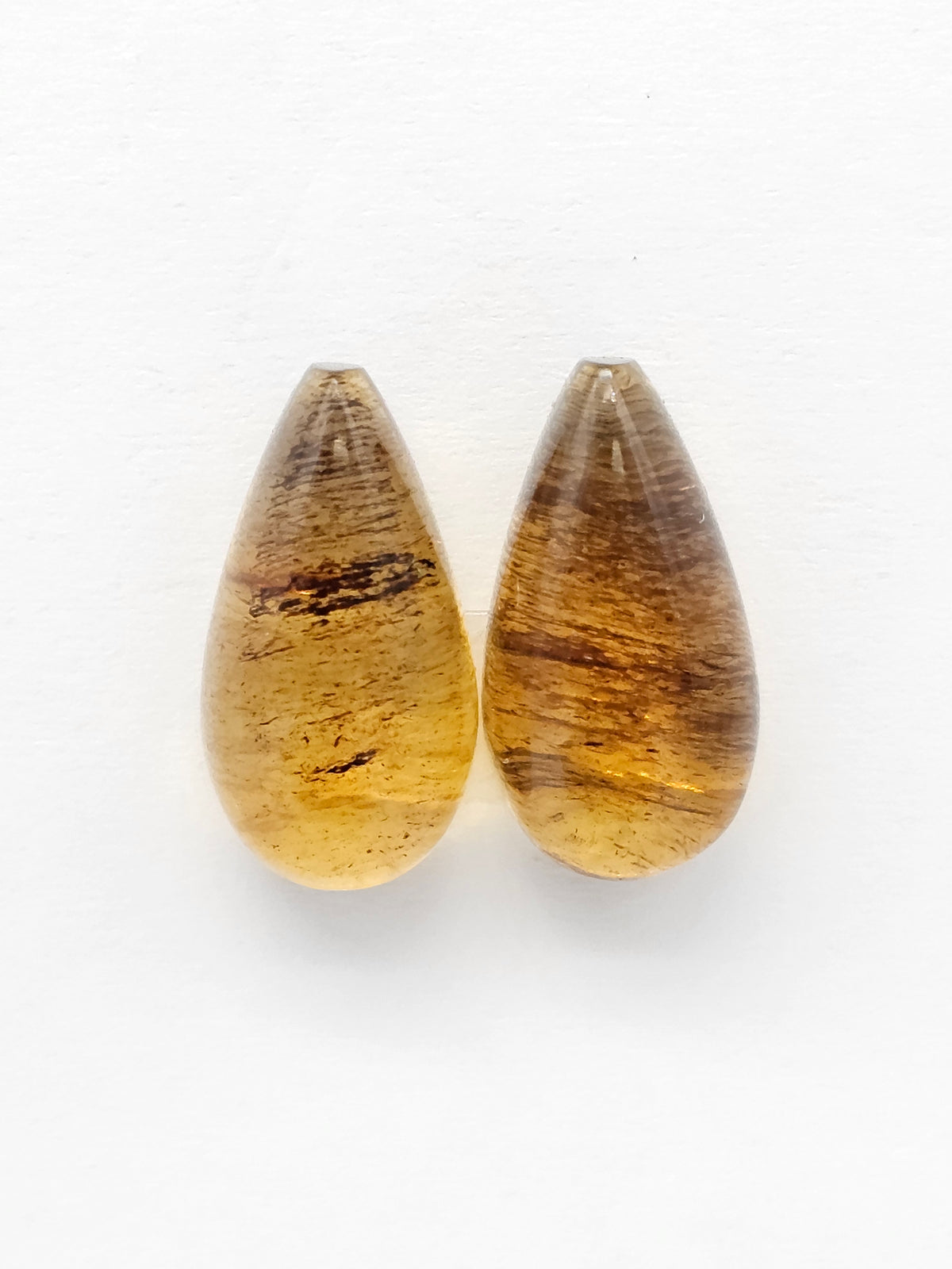 Amber Teardrop Cabochon Pair