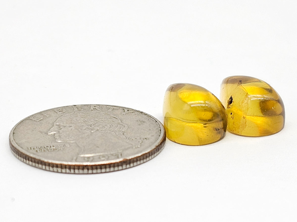 Amber Teardrop Cabochon Pair