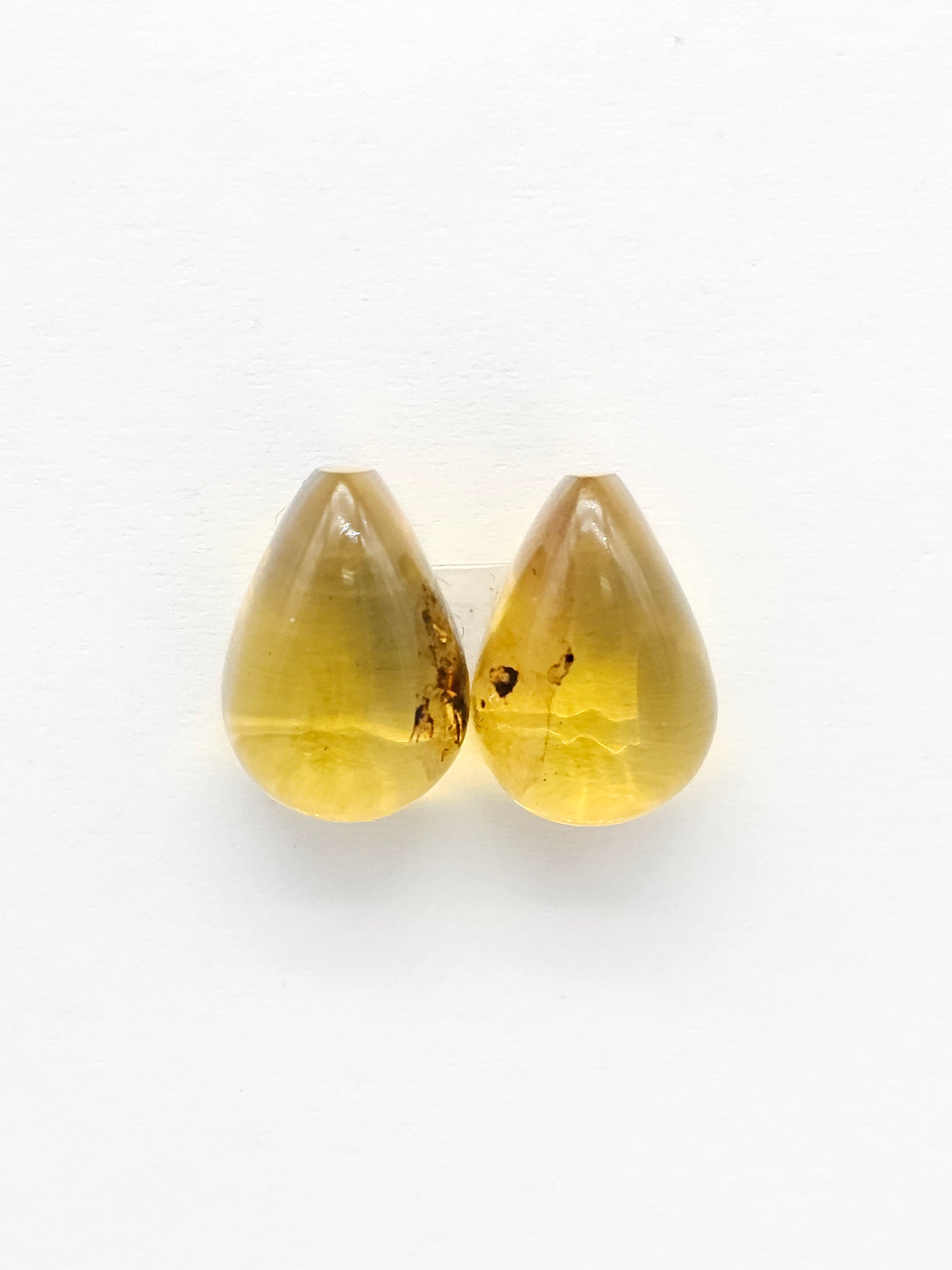Amber Teardrop Cabochon Pair