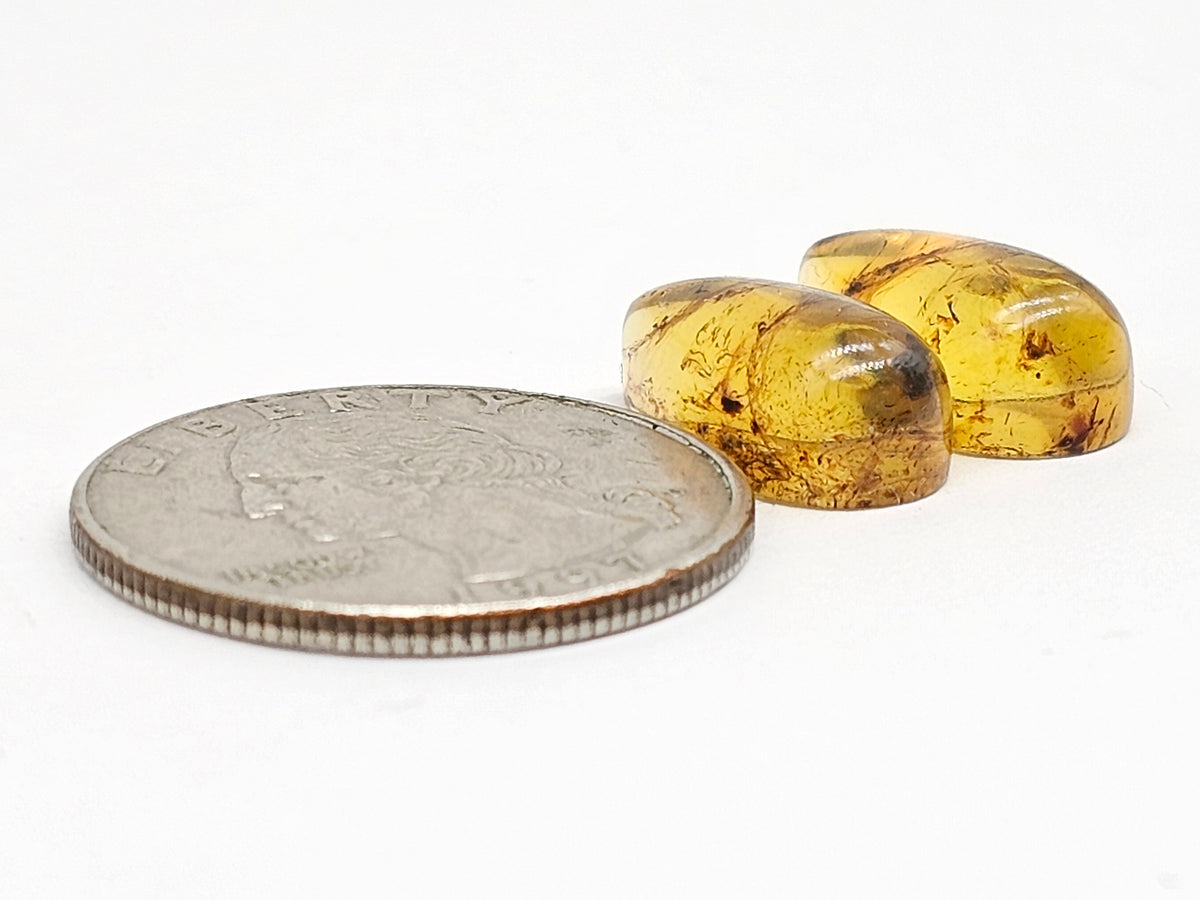 Amber Teardrop Cabochon Pair