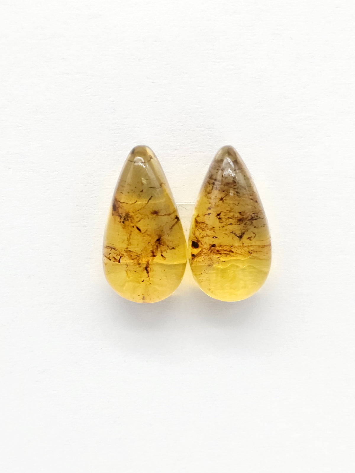 Amber Teardrop Cabochon Pair