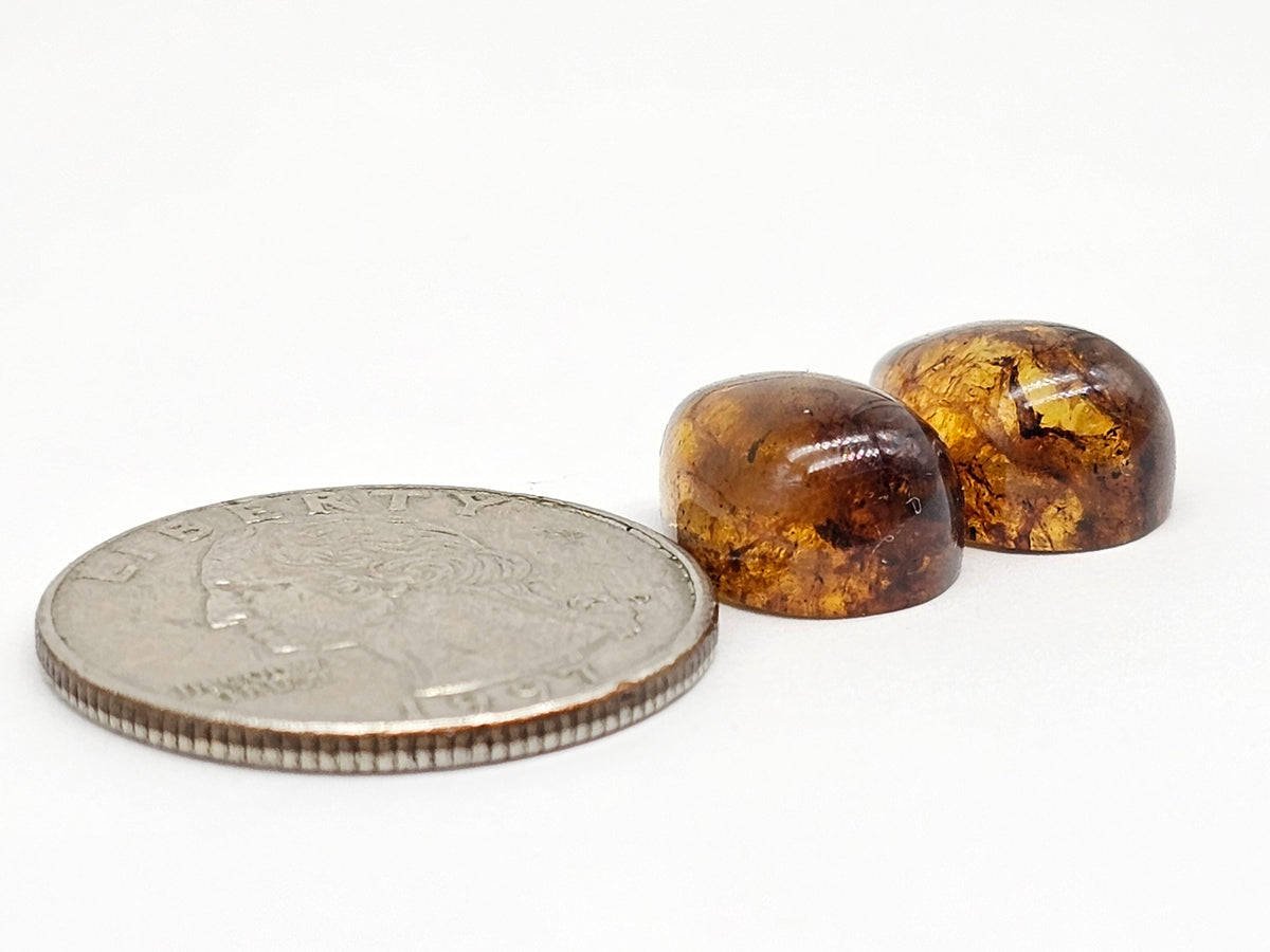 Amber Teardrop Cabochon Pair