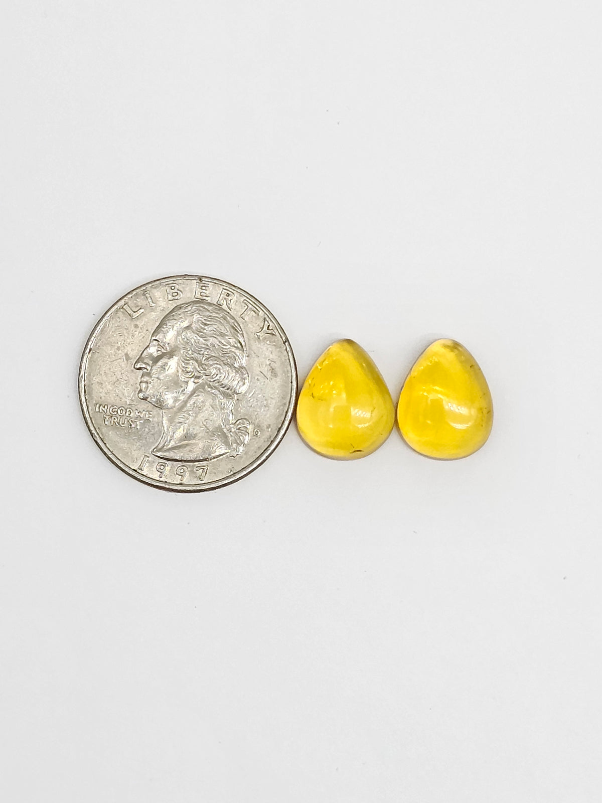 Amber Teardrop Cabochon Pair