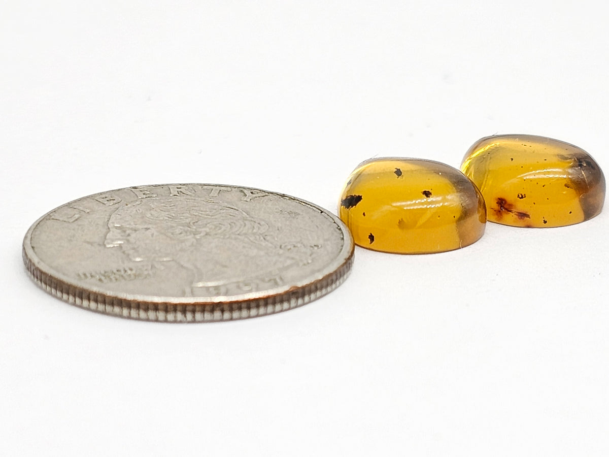 Amber Teardrop Cabochon Pair
