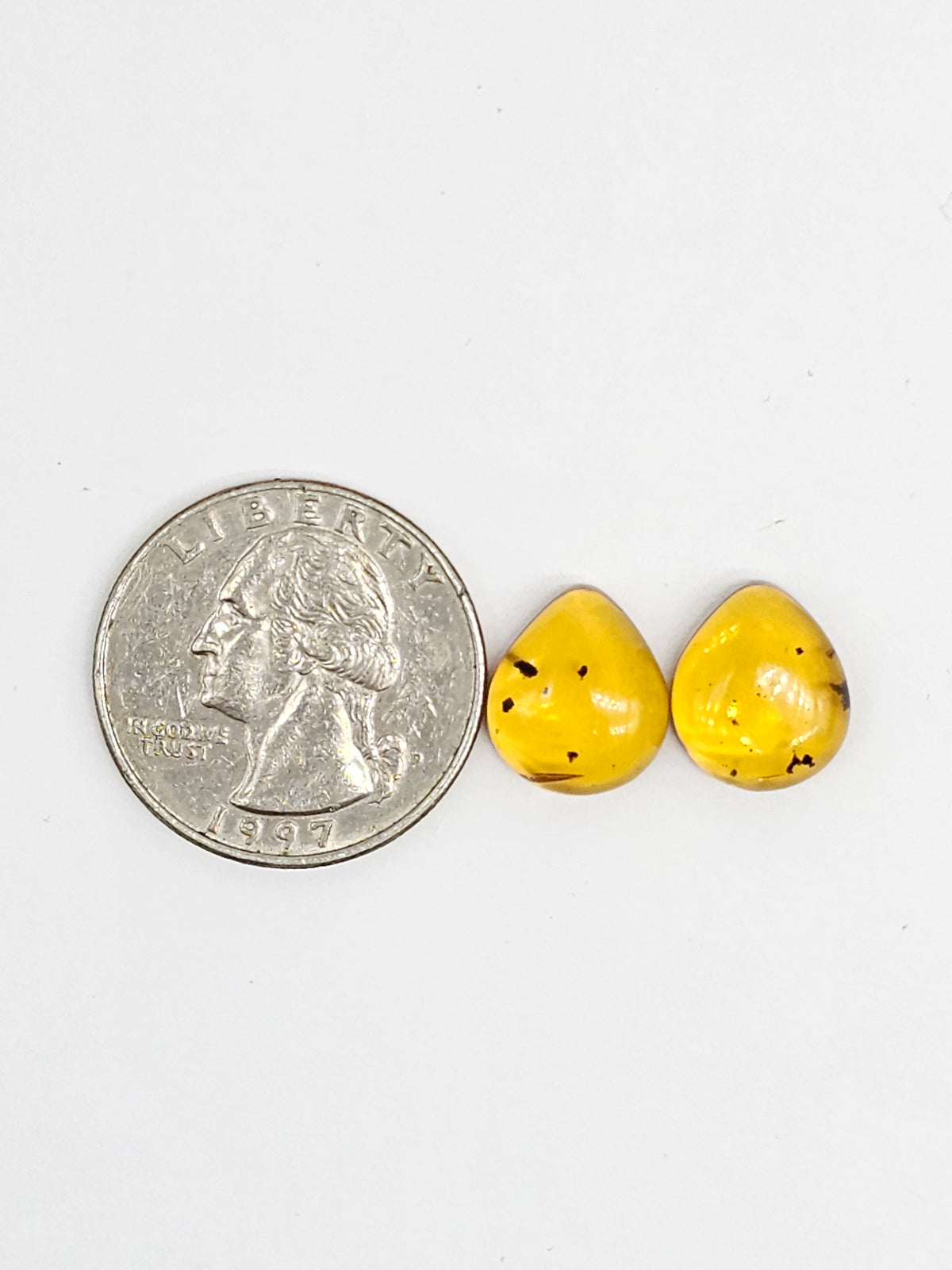 Amber Teardrop Cabochon Pair