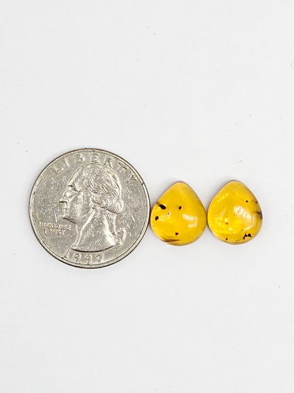 Amber Teardrop Cabochon Pair