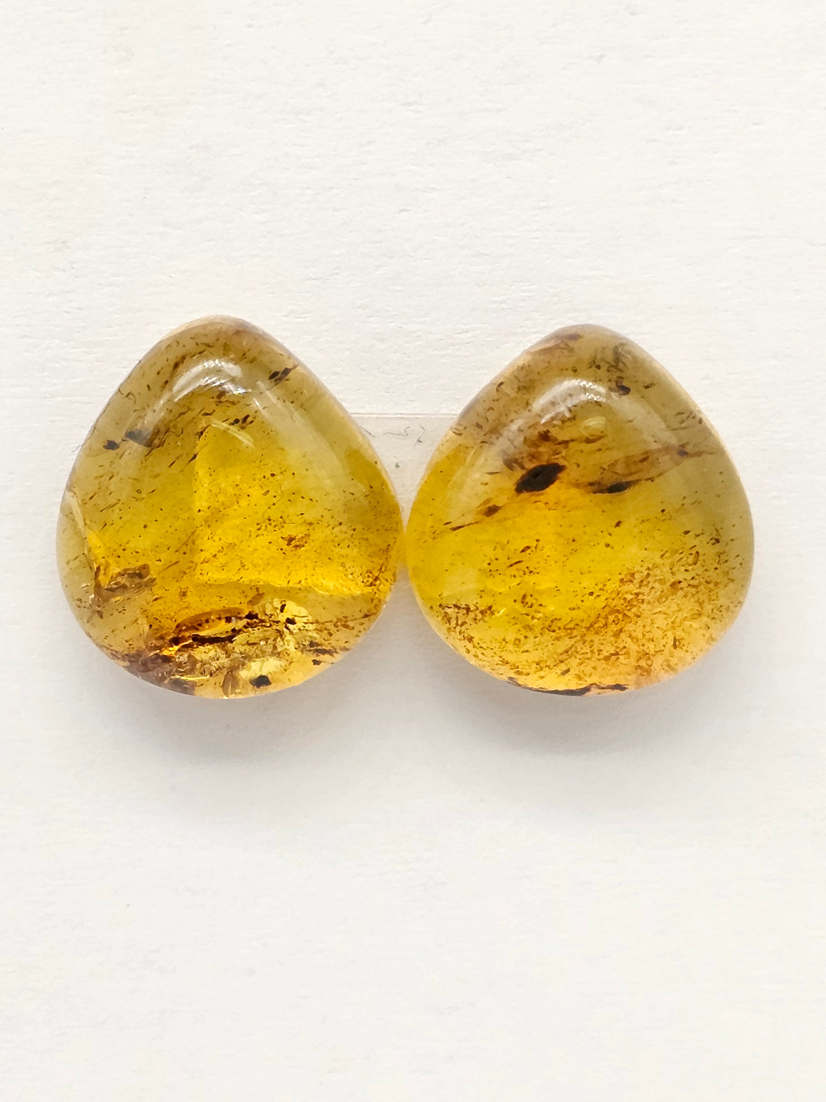 Amber Teardrop Cabochon Pair