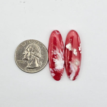 Pink skystone resin cabochon pair