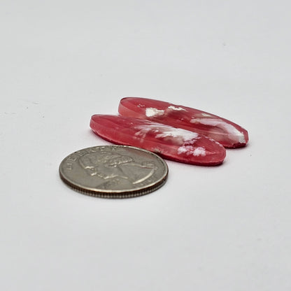 Pink skystone resin cabochon pair