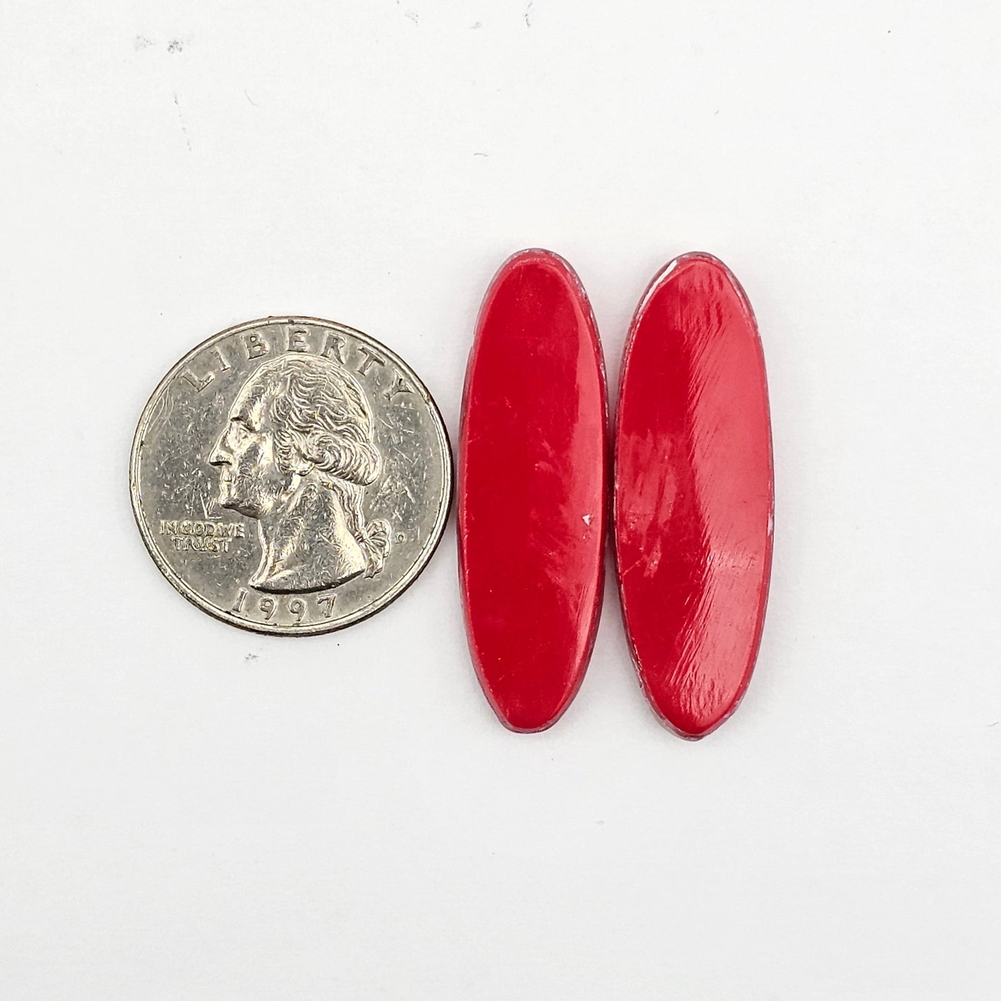 Pink skystone resin cabochon pair
