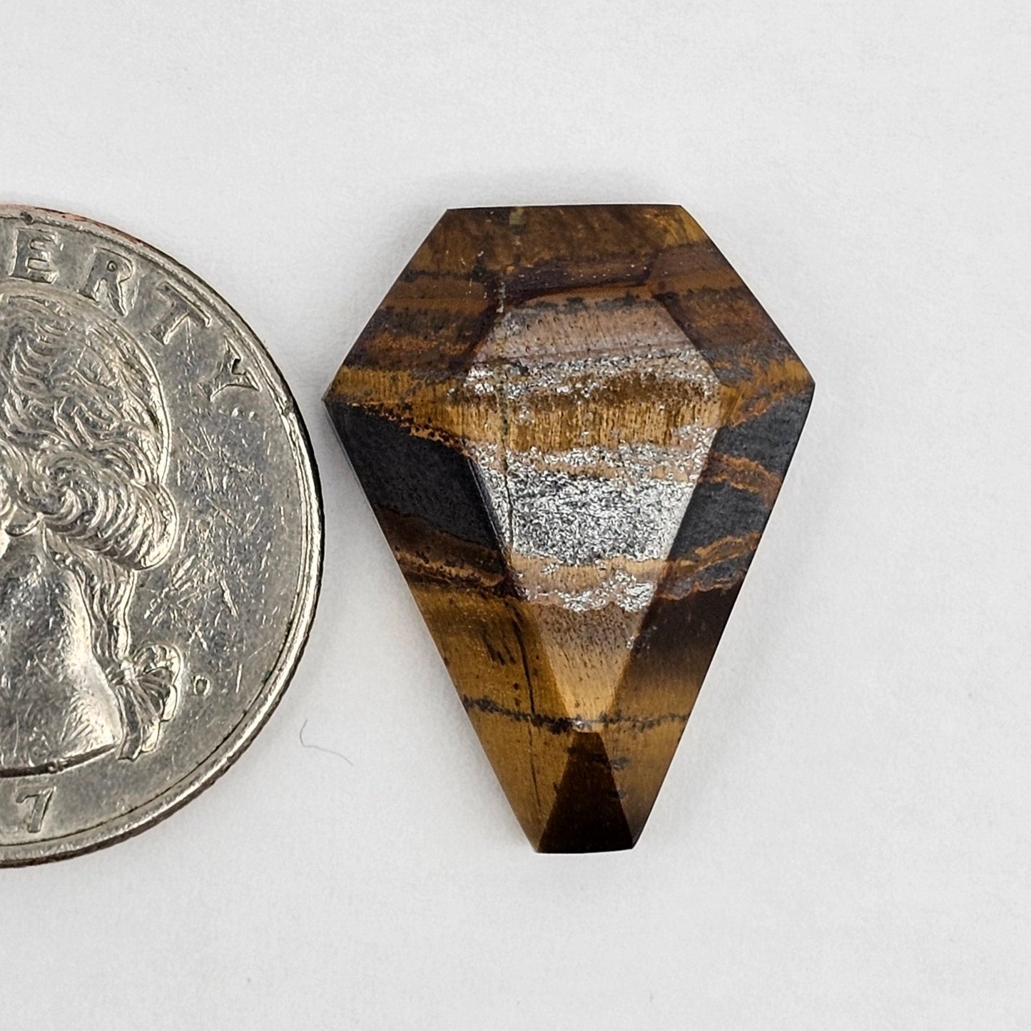 Tiger Eye Geometric Half Faceted Cabochon