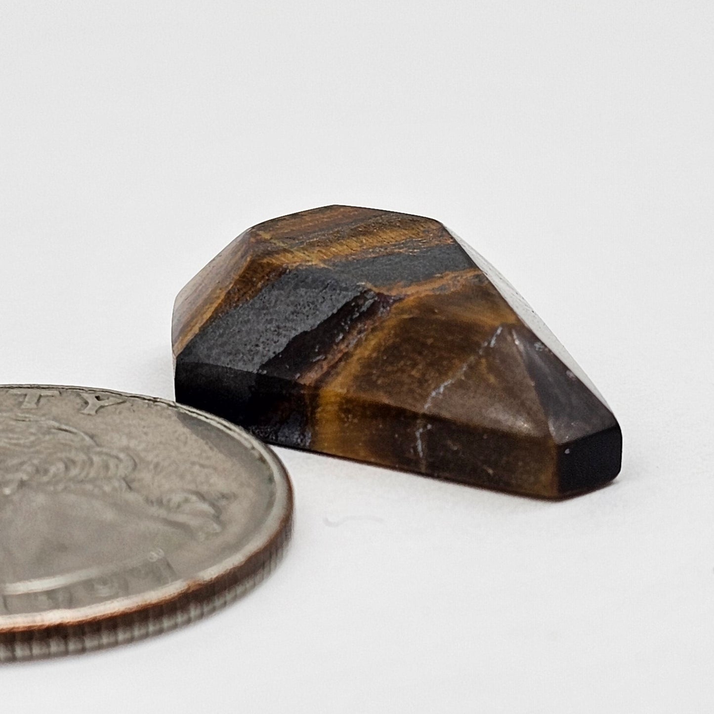 Tiger Eye Geometric Half Faceted Cabochon