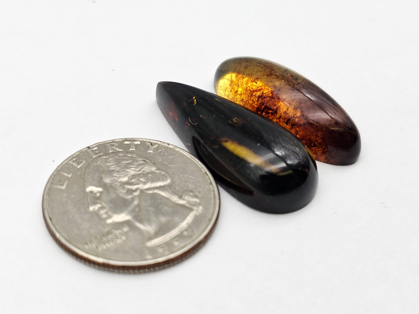 Amber authentic cabochon set large