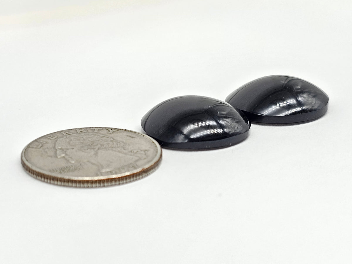 Obsidian Cabochon Pair | Natural Mexican Obsidian for Silversmiths
