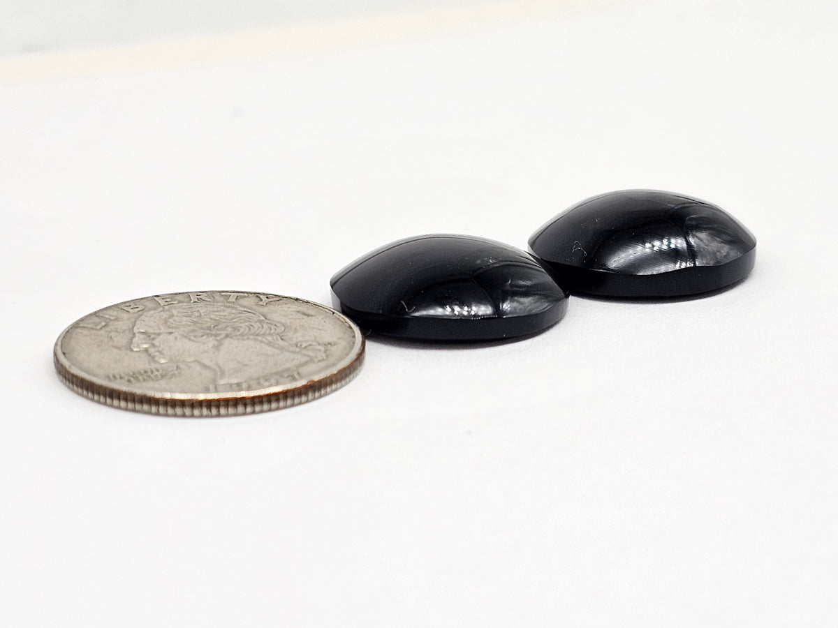 Obsidian Cabochon Pair | Natural Mexican Obsidian for Silversmiths